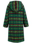 Plaid Long Sleeve Hooded Coat with Pockets