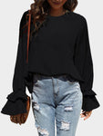 Round Neck Double-Layered Flounce Sleeve Top