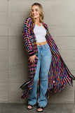 Angel Wings Full Size Multicolored Open Front Fringe Hem Cardigan