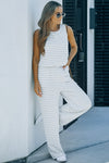 Striped Sleeveless Jumpsuit with Pockets