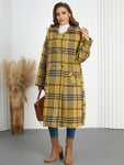Plaid Double-Breasted Long Sleeve Longline Coat