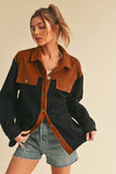 Aemi + Co Two Tone Button Up Jacket with Pockets