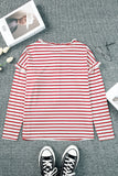 Striped Half Button Frill Trim Top