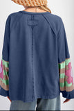 Flower Patch Round Neck Balloon Sleeve Top