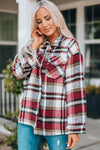 Plaid Button Front Shirt Jacket with Breast Pockets
