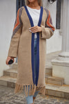 Angel Wings Geometric Fringe Hem Open Front Duster Cardigan