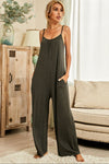 Shiny Scoop Neck Spaghetti Strap Jumpsuit with Pockets