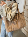 Corduroy Solid Large Tote Bag