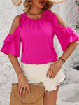 Honey Ruffled Round Neck Half Sleeve Blouse