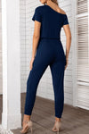 Asymmetrical Neck Short Sleeve Jumpsuit