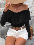 Ruffled Off-Shoulder Long Sleeve Blouse