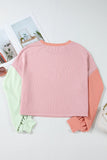 Color Block Round Neck Long Sleeve Top