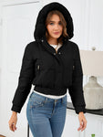 Pocketed Long Sleeve Cropped Hooded Winter Coat