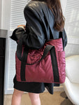 Solid Color Tote Bag with Side Pockets