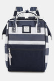 Himawari Striped Waterproof Nylon Backpack Bag with Side Pockets