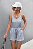 Spaghetti Strap V-Neck Pocket Romper