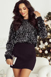 Sequin Round Neck Long Sleeve Top