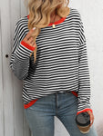 Mandy Striped Round Neck Long Sleeve Sweater