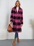 Plaid Double-Breasted Long Sleeve Coat