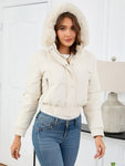 Pocketed Long Sleeve Cropped Hooded Winter Coat