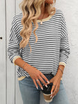 Mandy Striped Round Neck Long Sleeve Sweater