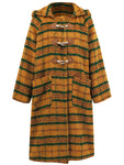Plaid Long Sleeve Hooded Coat with Pockets