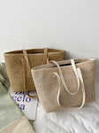 Solid Color Woven Tote Bag