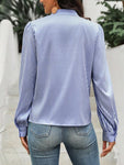Striped Tie Neck Long Sleeve Blouse