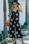 Botanical Print Spaghetti Strap Cropped Jumpsuit