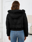 Pocketed Long Sleeve Cropped Hooded Winter Coat