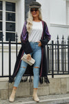 Angel Wings Geometric Fringe Hem Open Front Duster Cardigan