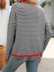 Mandy Striped Round Neck Long Sleeve Sweater