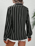 Striped Collared Neck Long Sleeve Shirt