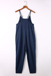 Spaghetti Strap Deep V Jumpsuit with Pockets