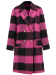 Plaid Double-Breasted Long Sleeve Coat