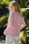 Striped Half Button Frill Trim Top