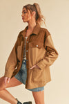 Aemi + Co Two Tone Button Up Jacket with Pockets