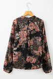 Printed Surplice Long Sleeve Blouse