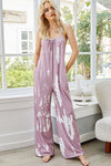 Shiny Tie-Dye Spaghetti Strap Jumpsuit with Pockets