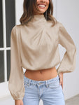 Turtleneck Balloon Sleeve Blouse