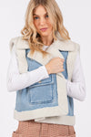 SAGE + FIG Pocketed Collared Neck Sherpa Vest