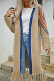 Angel Wings Geometric Fringe Hem Open Front Duster Cardigan