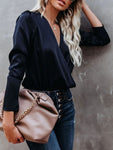 Surplice Long Sleeve Blouse