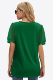 Swiss Dot Puff Sleeve V-Neck Tee