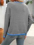 Mandy Striped Round Neck Long Sleeve Sweater