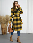 Plaid Tie Waist Long Sleeve Coat