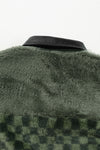 Pocketed Checkered Collared Neck Snap Down Jacket
