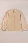 Swiss Dot Mock Neck Balloon Sleeve Blouse