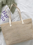 Solid Color Woven Tote Bag