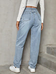 Asymmetric Waist Jeans with Pockets